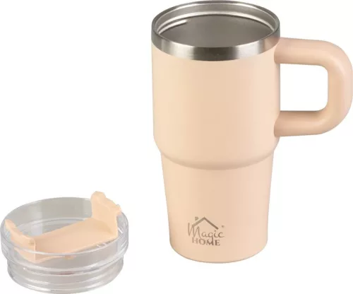 MagicHome termoszbögre, 550 ml, szívószállal, rozsdamentes acél