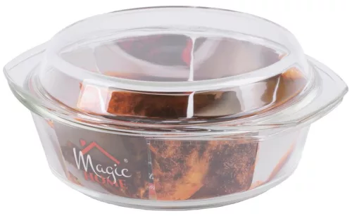 MagicHome sütőtál, 2500 ml, boroszilikát üveg, kerek