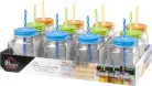 MagicHome üvegpohár, szívószállal, színes tetővel, üveg, 480 ml