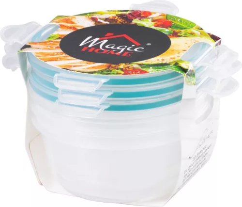 MagicHome ételtároló, 700 ml, kerek, zárható, 3 db-os