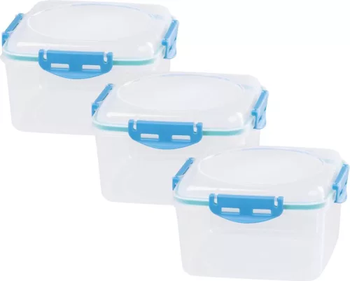 MagicHome ételtároló 3 db-os, 1200 ml, szögletes, zárható fedővel