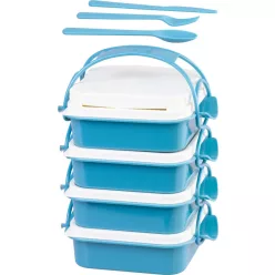   MagicHome ételhordó szögletes, 4 részes, evőeszközzel, 4x 800 ml, 