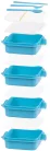 MagicHome ételhordó szögletes, 4 részes, evőeszközzel, 4x 800 ml, 