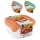 Curver® élelmiszer tároló készlet, négyzet alakú, 3 db-os, 800 ml, menta/szürke/barack 