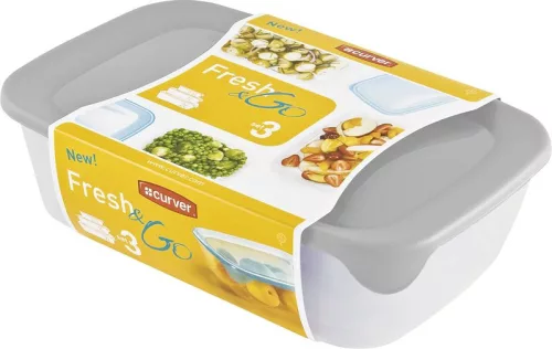Curver® élelmiszer tároló, 3 db-os készlet, 500/1000/2000 ml,menta/szürke/barack színű