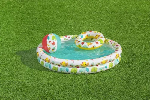 Strend Pro Bestway® gyerekmedence, felfújható,122x20 cm, labdával, úszógumival