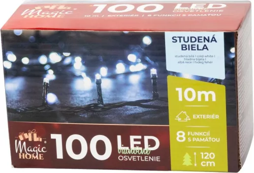 MagicHome karácsonyi fényfüzér, 100xLED, hideg fehér, 8 funkció,10 m