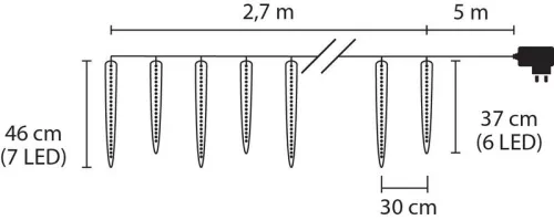 MagicHome Icicle karácsony jégcsapok, 65x jégkék LED,8 funkció,230 V, 50 Hz,IP44,kültéri világítás