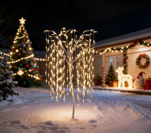 MagicHome karácsonyi fűzfa, 384 LED, meleg fehér, 180 cm