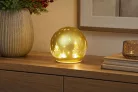 MagicHome karácsonyi gömb, üveg, arany, 10xLED meleg fehér, 12x11 cm