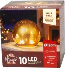 MagicHome karácsonyi gömb, üveg, arany, 10xLED meleg fehér, 12x11 cm