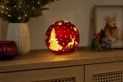 MagicHome karácsonyi gömb, üveg, piros, 10xLED meleg fehér, 12x11 cm
