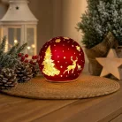 MagicHome karácsonyi gömb, üveg, piros, 10xLED meleg fehér, 12x11 cm