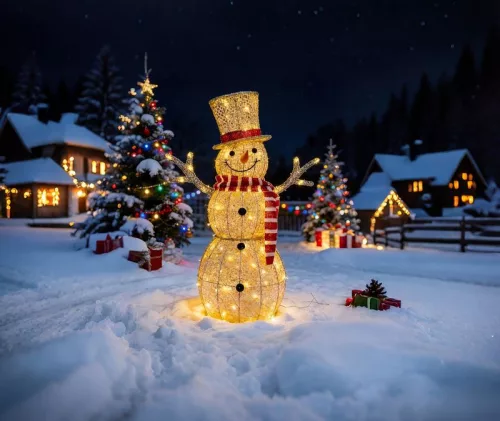 MagicHome karácsonyi hóember, 100x LED meleg fehér, kültéri, 34x73x120 cm