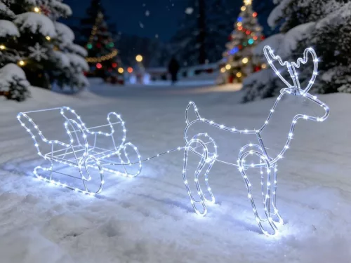 MagicHome karácsonyi rénszarvas szánkóval 240x LED, hideg fehér, kültéri, H-1.2 m