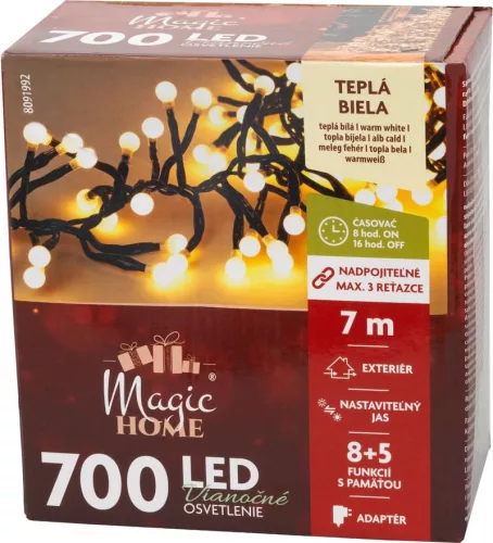  MagicHome karácsonyi fényfüzér, 700xLED, meleg fehér, 7 m