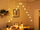 MagicHome karácsonyi fényfüggöny,csillagok,142xLED,meleg fehér,időzítő,8 funkció,3 m