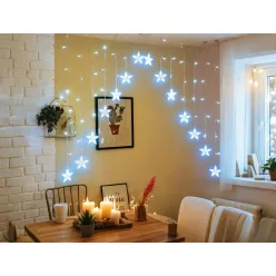   MagicHome karácsonyi fényfüggöny,csillagok,142xLED,hideg fehér,időzítő,8 funkció,3 m