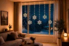 MagicHome karácsonyi fényfüzér, hópelyhek, 96xLED, meleg fehér, 8+5 funkció, időzítővel, 3,5 m