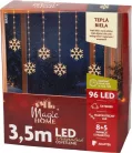 MagicHome karácsonyi fényfüzér, hópelyhek, 96xLED, meleg fehér, 8+5 funkció, időzítővel, 3,5 m