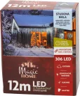 MagicHome karácsonyi fényfüzér, időzítő, 306xLED, hideg fehér, 10 funkció, 12 m