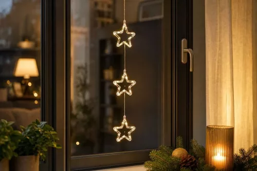 MagicHome karácsonyi csillagok, 44xLED meleg fehér, IP44, 3xAA, 55,5 cm