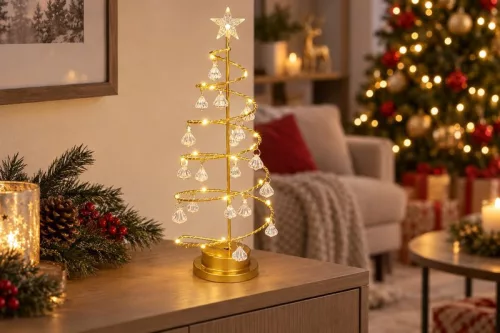 MagicHome karácsonyfa dekoráció, 30xLED meleg fehér, IP20, 2xAA, 40 cm