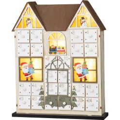   MagicHome karácsonyi Adventi naptár fából, 8xLED, meleg fehér, 26x7x32 cm