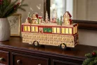 MagicHome karácsonyi dekoráció, busz fából, 8xLED meleg fehér, 27,7x7,5x19 cm