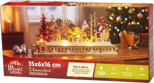 MagicHome karácsonyi dekoráció, mikulás szánkón, 8xLED meleg fehér, 35x6x16 cm