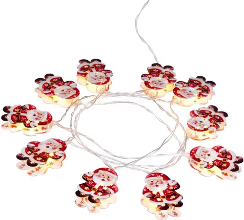 MagicHome mikulásos karácsonyi fényfüzér 10xLED meleg fehér, 1,35 m