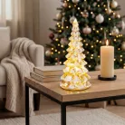 MagicHome karácsonyfa dekoráció fából, 15xLED meleg fehér, 2xAA, IP20, 14x34 cm