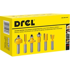 Drel felsőmaró készlet, 6 db-os, 8 mm-es szárral