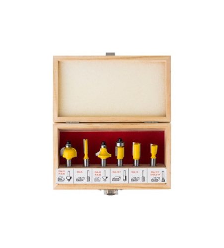 Drel felsőmaró készlet, 6 db-os, 8 mm-es szárral