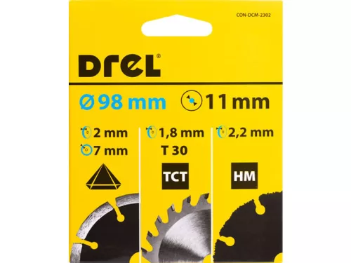 Drel vágókorong készlet 3 db-os, 98 X 11 mm, szegmentált gyémánt, TCT, univerzális