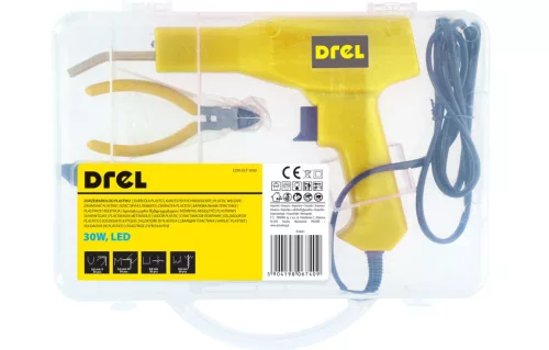 Drel műanyag hegesztőpisztoly készlet, 30 W, LED világítással