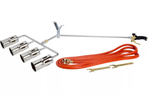 Drel négyfejes gázperzselő 460 mm-es, 5 m-es tömlővel