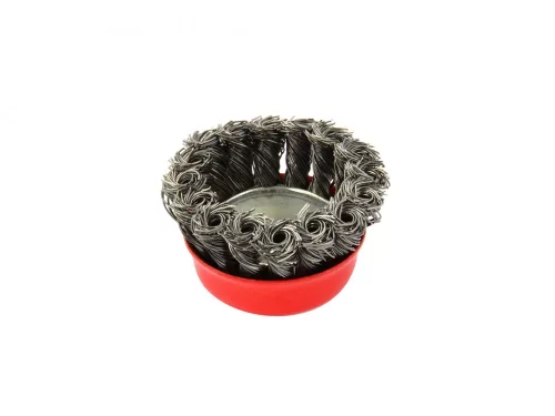 GEKO fazékkefe, sodrott acélból, sarokcsiszolóra, M14 menettel, 65 mm