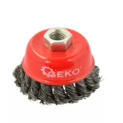   GEKO fazékkefe, sodrott acélból, sarokcsiszolóra, M14 menettel, 75 mm