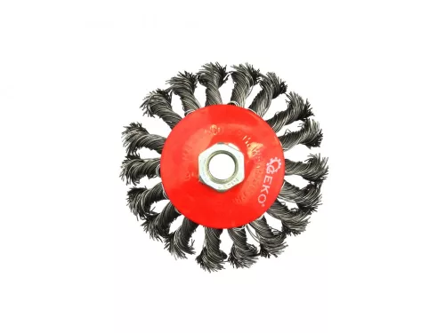 GEKO sodrott ferde acélkefe, sarokcsiszolóra, M14 menettel, 100 mm