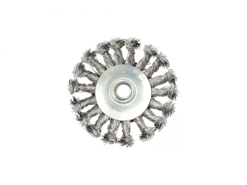 GEKO sodrott ferde acélkefe, sarokcsiszolóra, M14 menettel, 100 mm
