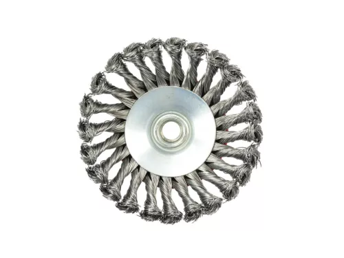 GEKO sodrott ferde acélkefe, sarokcsiszolóra, M14 menettel, 125 mm