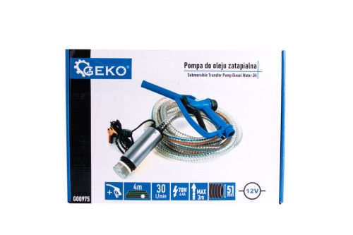 GEKO merülő üzemanyag szivattyú 12 V, 51 mm, 4 m-es tömlővel, pisztollyal