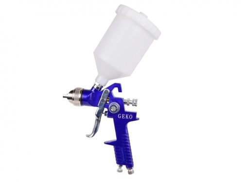 GEKO festékszóró pisztoly HVLP, 600 ml tartállyal, fúvóka: 1,5 mm,  nyomásszabályzóval