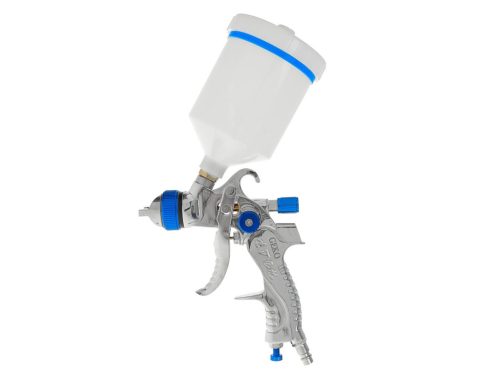 GEKO festékszóró pisztoly HVLP, 600 ml tartállyal + 4db fúvóka
