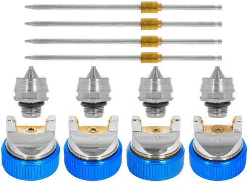 GEKO festékszóró pisztoly HVLP, 600 ml tartállyal + 4db fúvóka