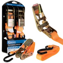   GEKO racsnis rögzítő hevederek feszítővel, 25 mm X 4,5 m, 700 kg, 2 db-os