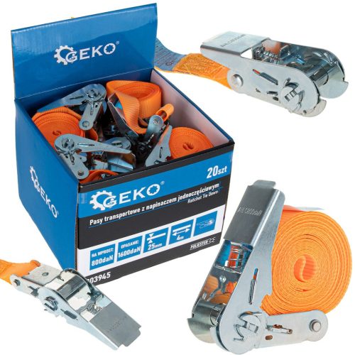  GEKO racsnis rögzítő heveder 25 mm X 4 m, 1600 kg