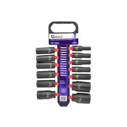   GEKO hosszított gépi dugófej készlet, 1/2" 10-32mm, 13db-os