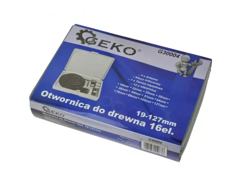 GEKO körkivágó készlet fára és gipszkartonra, 19-127 mm, 16 db-os